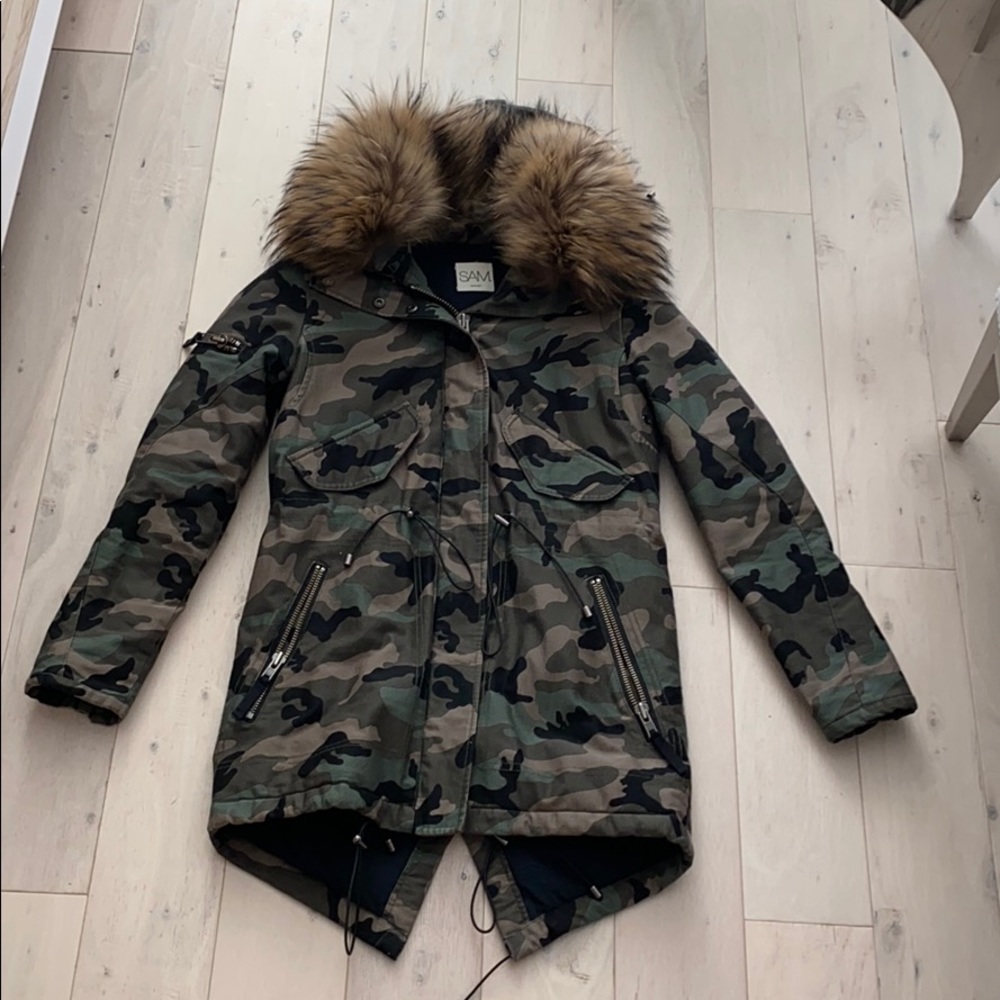 Sam. Camo fur lined jacket